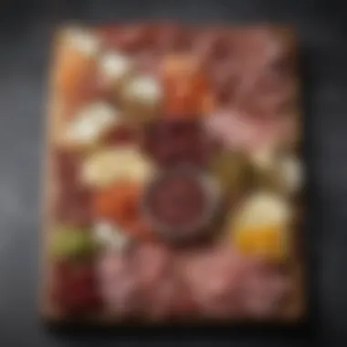 An elegant charcuterie board featuring a variety of meats and cheeses