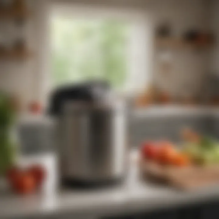 An organized kitchen setup featuring the All American 10.5 Quart Pressure Canner alongside fresh produce.