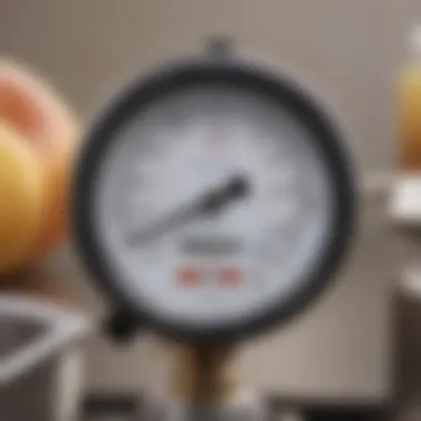 Close-up of the pressure gauge on the All American 10.5 Quart Pressure Canner.