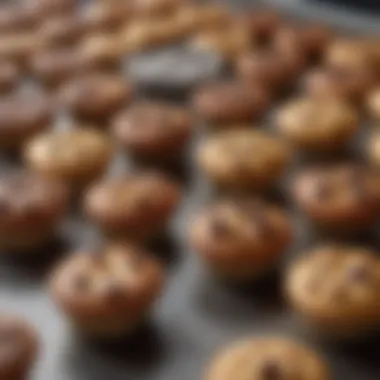 A close-up of baking cups filled with delicious treats.