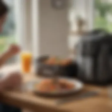 User enjoying a meal from a lunch cool bag