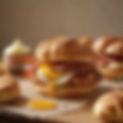 Delicate croissant layered with crispy bacon and fluffy scrambled eggs.