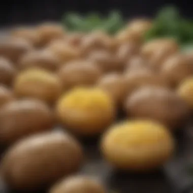 Exploring Different Types of Potatoes Selection of various potato types laid out for examination