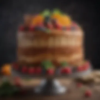 Artistry in Cake Decoration A beautifully decorated cake showcasing various textures and flavors.