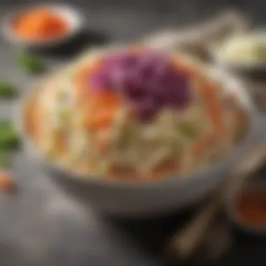 Fresh Ingredients for BBQ Coleslaw A vibrant bowl of BBQ coleslaw showcasing fresh ingredients