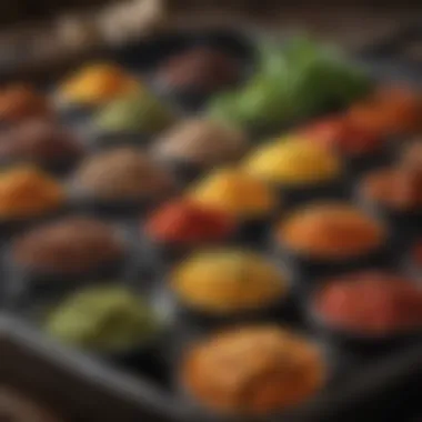 A close-up of spices and marinades arranged for enhancing barbecue flavors