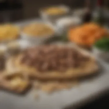 Fresh ingredients for Beef Stroganoff arranged on a countertop