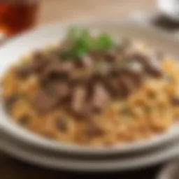 Plate of Beef Stroganoff garnished with parsley