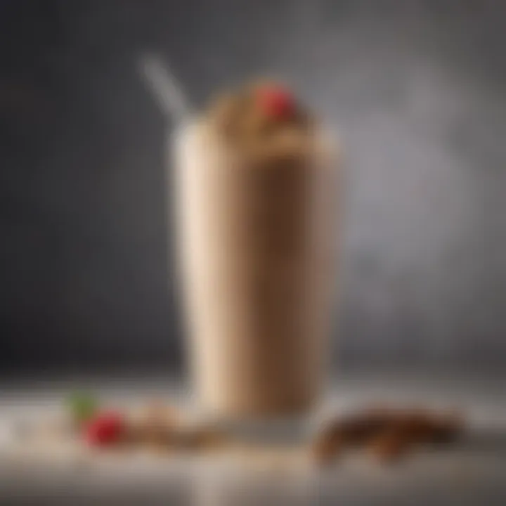 A visually appealing protein shake garnished with seeds and spices