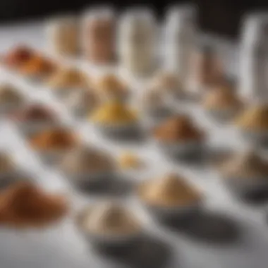 Diverse Protein Powders Available A selection of protein powders displayed on a countertop