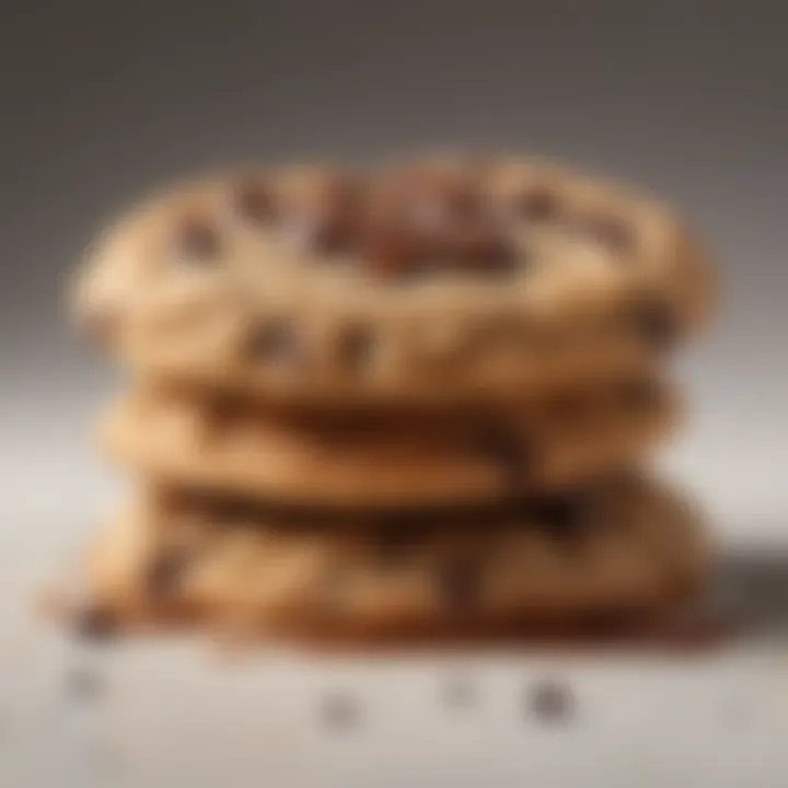 Close-up of a gooey chocolate chip cookie with melting chocolate chunks