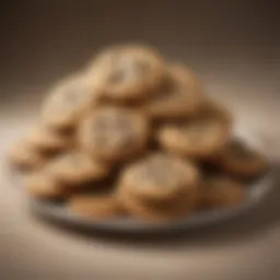 A selection of gourmet chocolate chip cookies arranged artistically on a platter