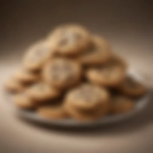 A selection of gourmet chocolate chip cookies arranged artistically on a platter