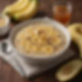 A fresh plate of soothing oatmeal topped with bananas and honey, a recommended food for acid reflux relief