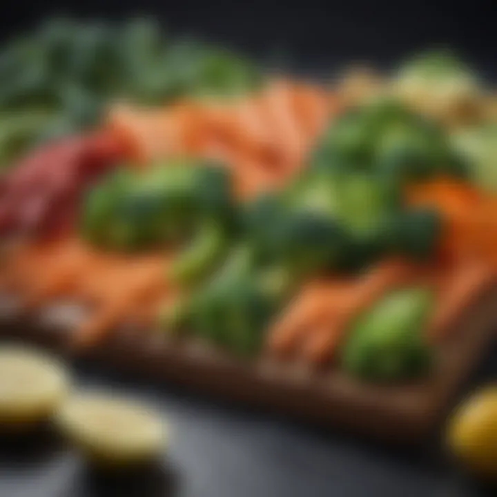 An array of colorful vegetables including carrots, zucchini, and broccoli, perfect for a reflux-friendly diet