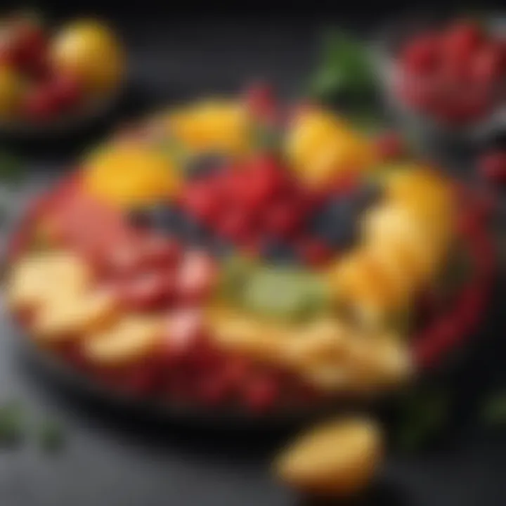 A delicious fruit platter showcasing a variety of seasonal fruits, perfect for snacking