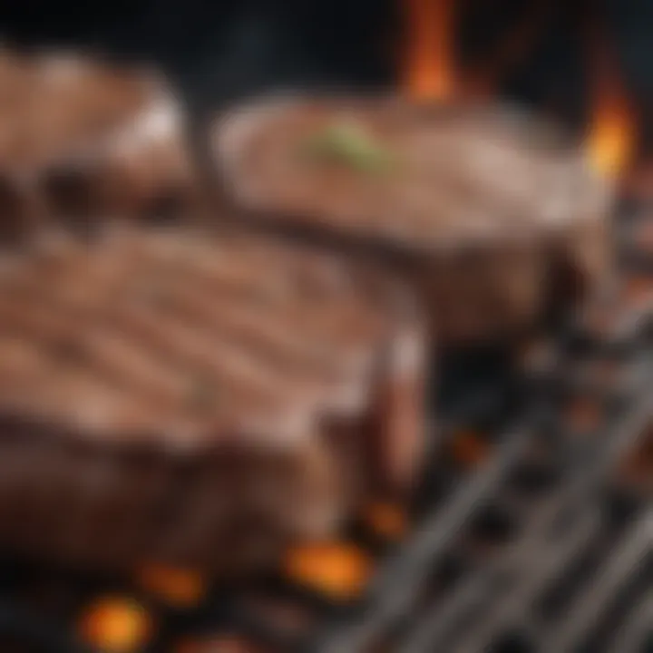 Perfectly grilled steaks on a barbecue
