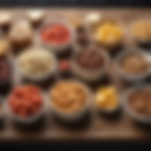 A selection of vibrant keto snacks on a wooden table