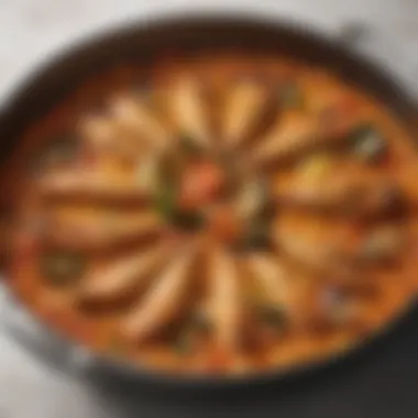 Elegant paella pan showcasing its wide surface area