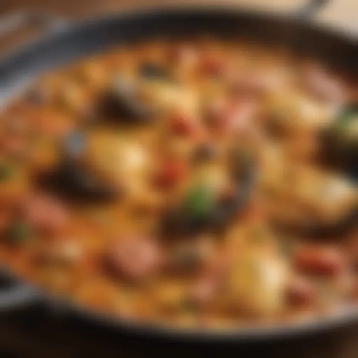 Detailed view of the material composition of a paella pan