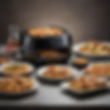 Diverse Dishes Made with Air Fryer Toaster Oven A variety of dishes prepared using an air fryer toaster oven