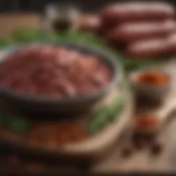 An assortment of spices and herbs used for summer sausage seasoning