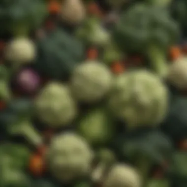 Nutrient-Dense Cruciferous Vegetables A rich display of cruciferous vegetables including broccoli and cauliflower