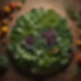 An assortment of fresh, vibrant leafy greens on a wooden table