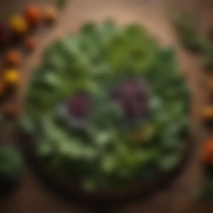 An assortment of fresh, vibrant leafy greens on a wooden table