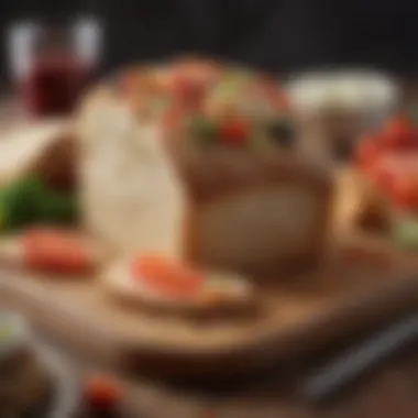 Sliced Wheat Bread with Toppings Sliced wheat bread with fresh vegetables and spreads