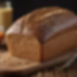Loaf of whole grain wheat bread on a wooden table