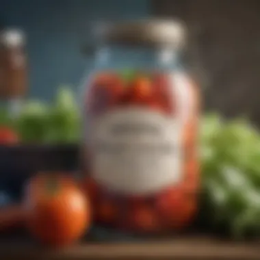 Heritage Preserving Jar with Fresh Produce An antique preserving jar next to fresh produce