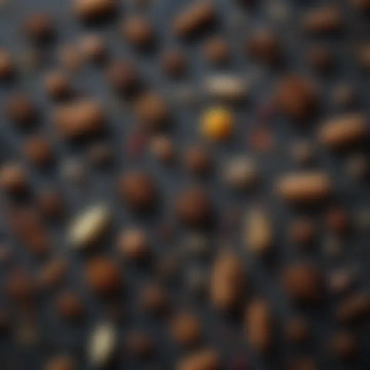 An elegant arrangement of various spices used for food preservation