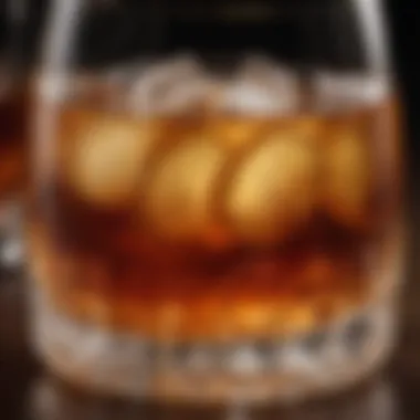 The Essence of Bourbon in the Derby Punch Close-up of the rich amber hue of bourbon in a glass