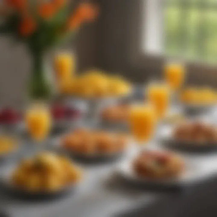 Elegant brunch table with mimosas and food pairings