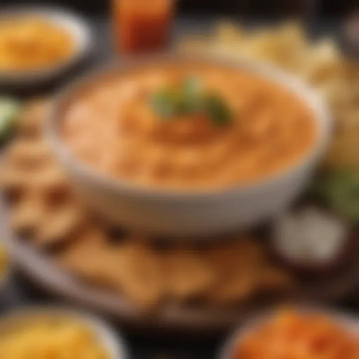 A vibrant spread of Buffalo Chicken Cheese Dip accompanied by various dippables