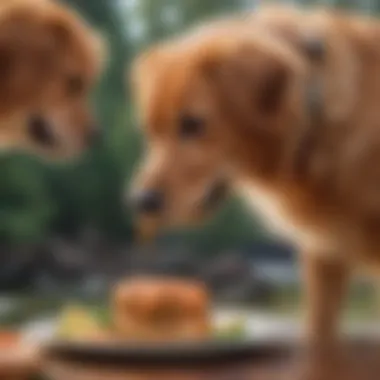 A dog owner feeding salmon patties to their pet