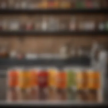 Diverse range of canned cocktails displayed on a stylish bar countertop