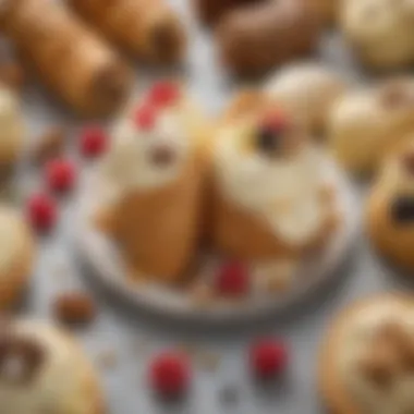Artful Toppings for Cannoli Ice Cream An assortment of toppings for cannoli ice cream including fruits and nuts