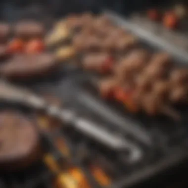 Close-up of premium grilling tools