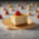 A close-up of decadent cheesecake chips on a marble surface