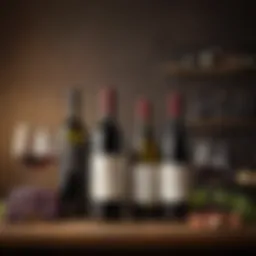 Elegant wine bottles displayed in a sophisticated setting