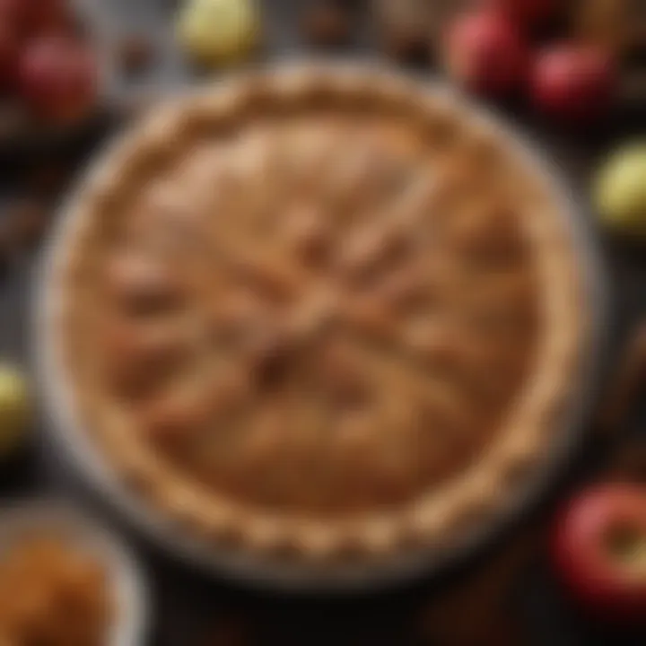A delectable cinnamon apple pie fresh from the oven, showcasing a flaky crust and aromatic filling.