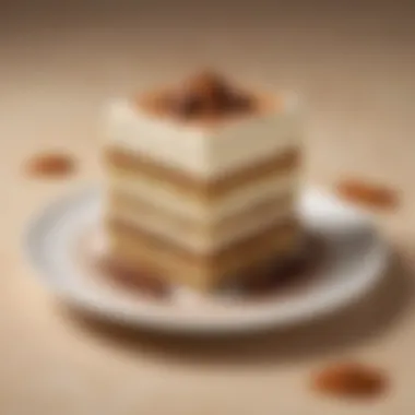 Cinnamon Tiramisu A richly layered cinnamon tiramisu with delicate coffee flavor and a dusting of cocoa powder.