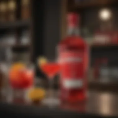 The Bold Flavor of Campari Vibrant red Campari bottle on a bar counter