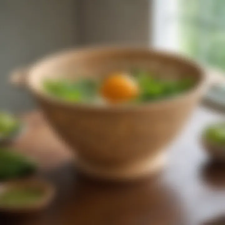 A traditional bamboo colander showcasing artisanal craftsmanship