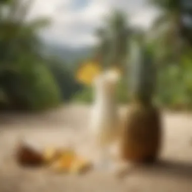 Exploring the Origins of Pina Colada Extract Tropical landscape depicting the origins of pina colada extract