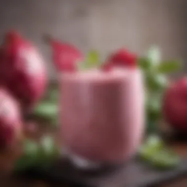 Dragon Fruit Smoothie Delight A bowl of dragon fruit smoothie garnished with mint leaves