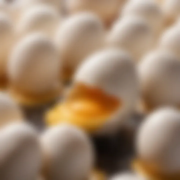 A close-up of a spoonful of egg filler highlighting its texture.