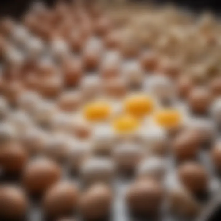 An artistic display of egg filler ingredients arranged aesthetically.